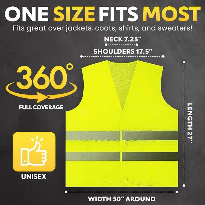 ANT5PPE High Visibility Safety Vest for Traffic Work Surveyor Security Construction Vest  Breathable Neon Yellow Mesh Fabric