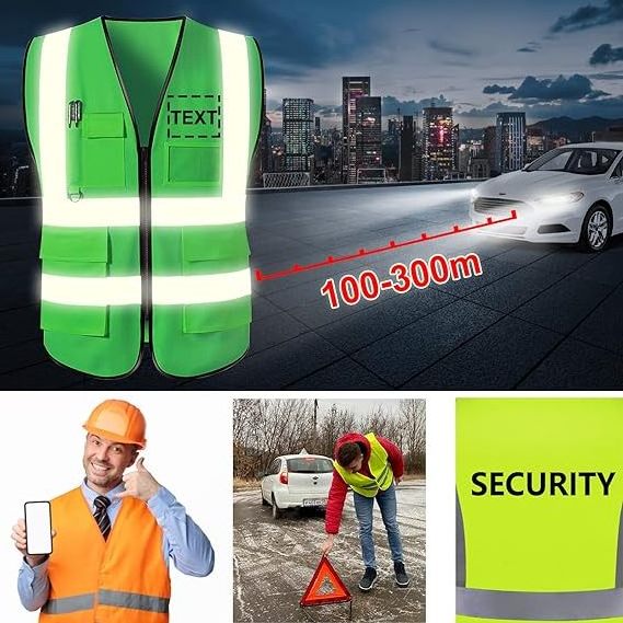 ANT5PPE Hi Vis Printing Mesh Safety Vest with Pockets Reflective Warning Outdoor Running Clothing