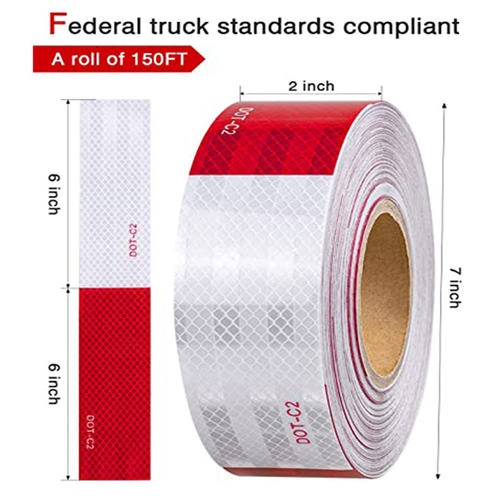 ANT5PPE DOT-C2 High Vis Reflective Tape Red White Outdoor Conspicuity Safety Tape Strip Sticker Reflector 150Feet