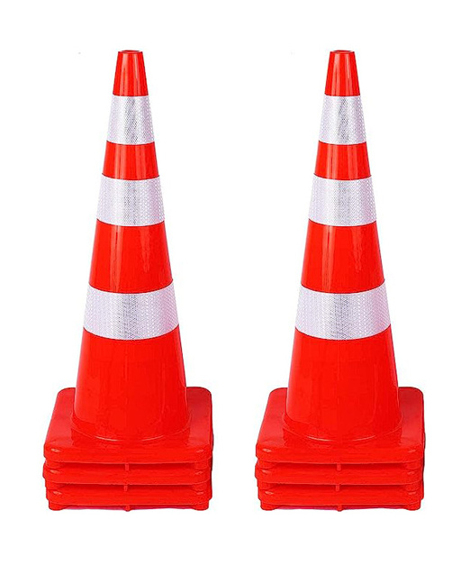 ANT5PPE Traffic PVC Plastic Safety Orange Caution Cones With Reflective Collars For Construction Site Road Driving Training