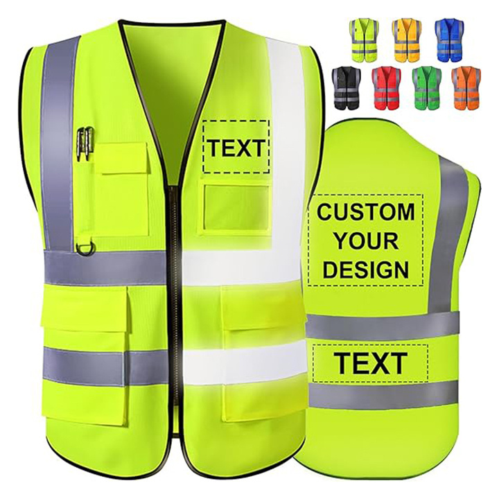 ANT5PPE Hi Vis Printing Mesh Safety Vest with Pockets Reflective Warning Outdoor Running Clothing