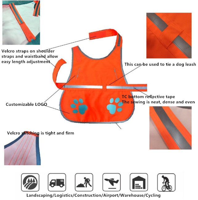 Dog Safety Reflective Dog Vest Hi-Visibility Fluorescent Blaze Orange Dog Vest Helps Protect Your Best Friend