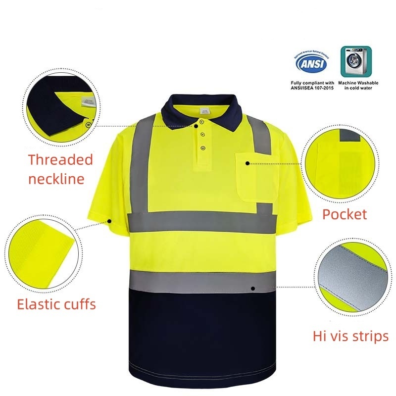 ANT5PPE Summer Comfortable Breathable 2XL Hi Vis Reflective Safety Polo Shirt for Men and Women Construction Work Wear