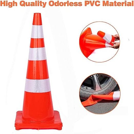 ANT5PPE Traffic PVC Plastic Safety Orange Caution Cones With Reflective Collars For Construction Site Road Driving Training