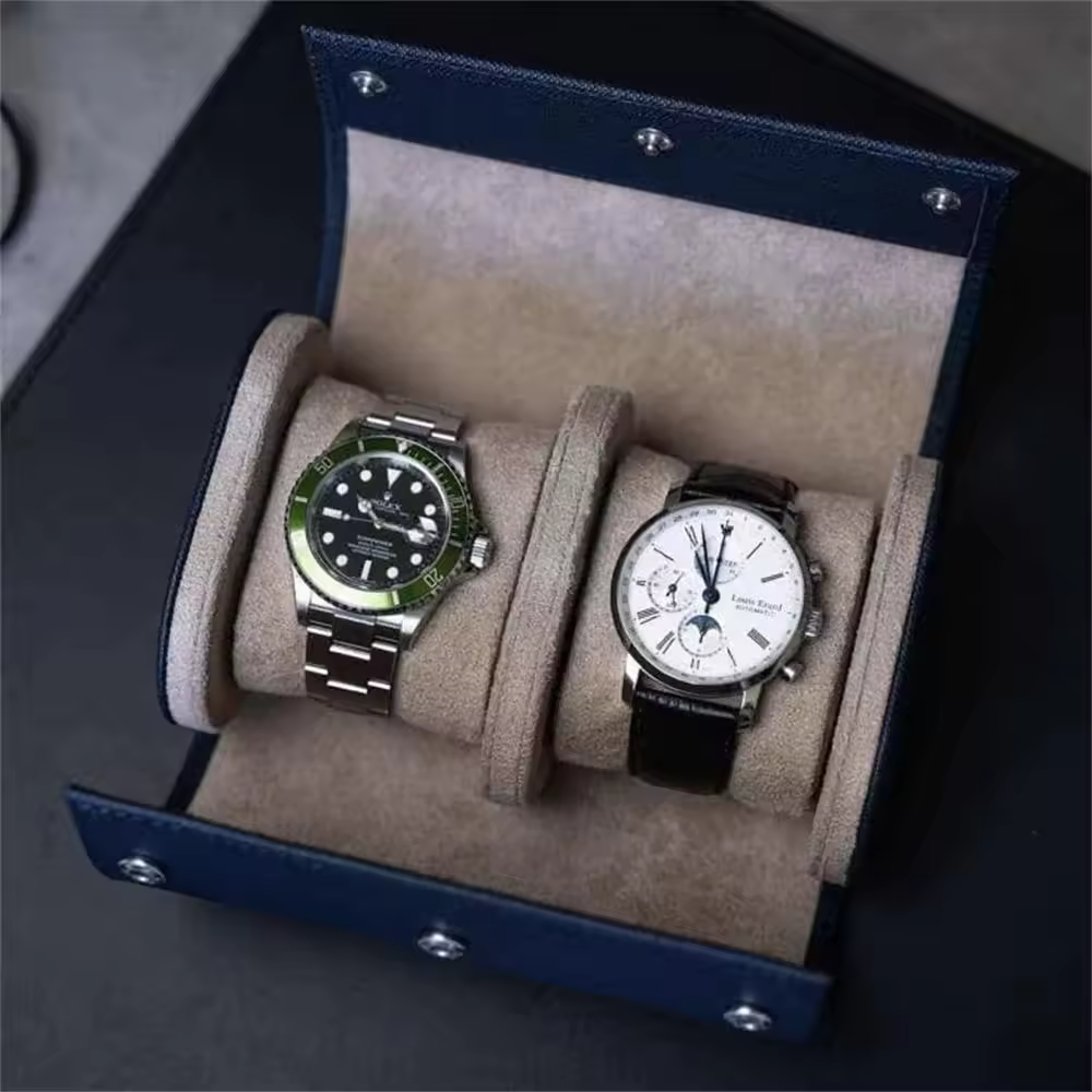 High Quality Luxury Pu Leather Watch Box Exquisite Watch Case Elegant Watch Storage Box With Two Slots