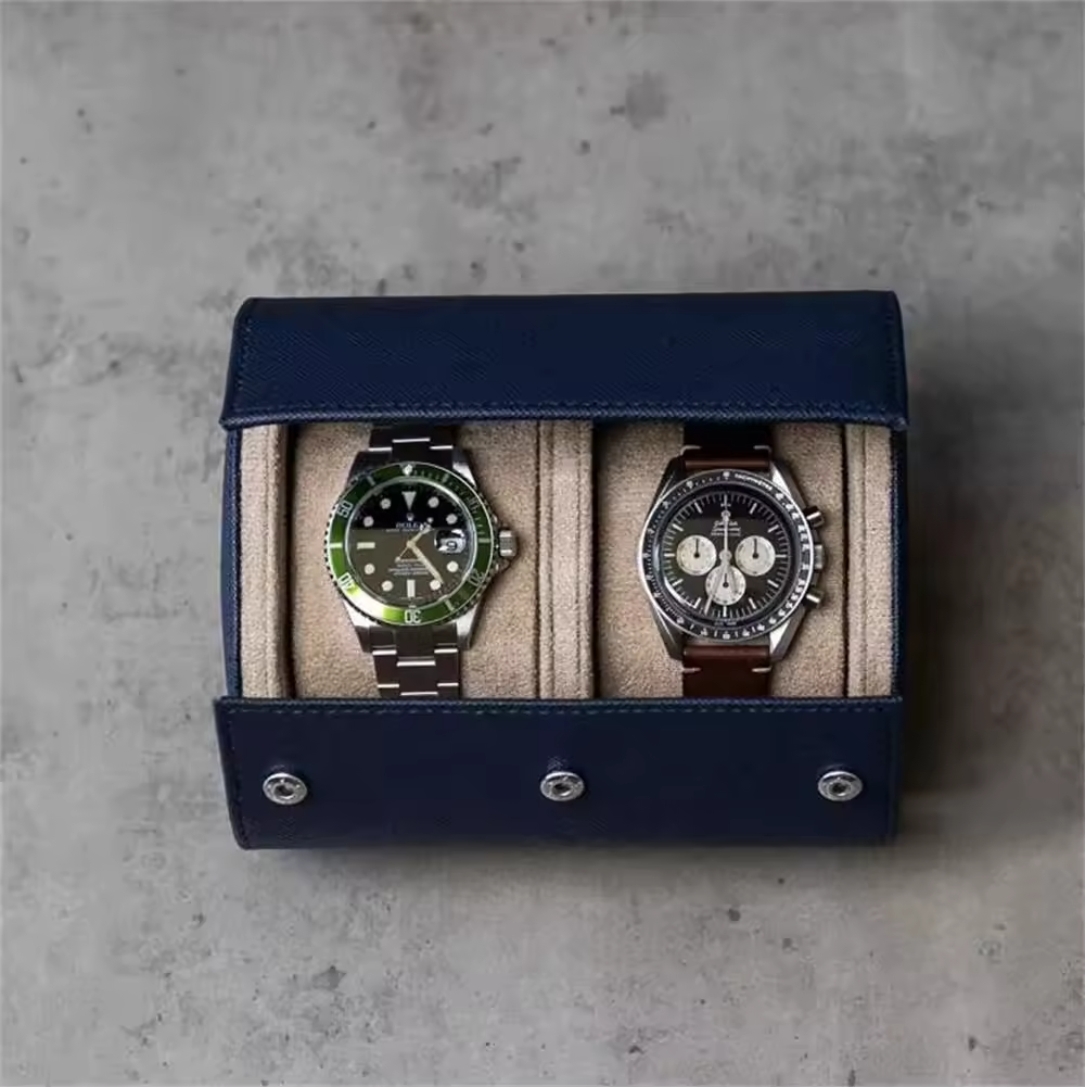 High Quality Luxury Pu Leather Watch Box Exquisite Watch Case Elegant Watch Storage Box With Two Slots