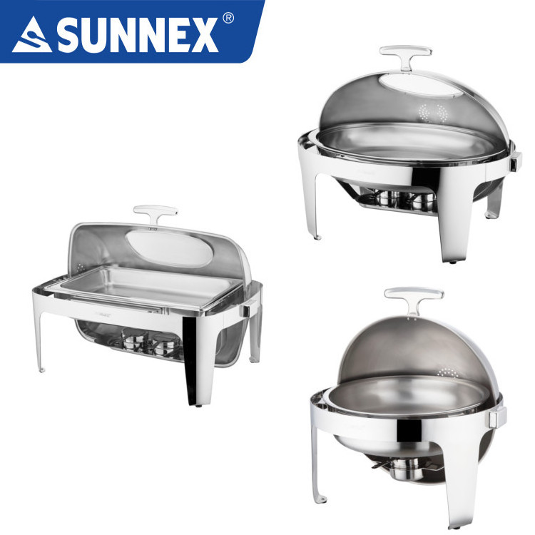 SUNNEX Oval 9LTR Stainless Steel Roll Top Chafing Dish