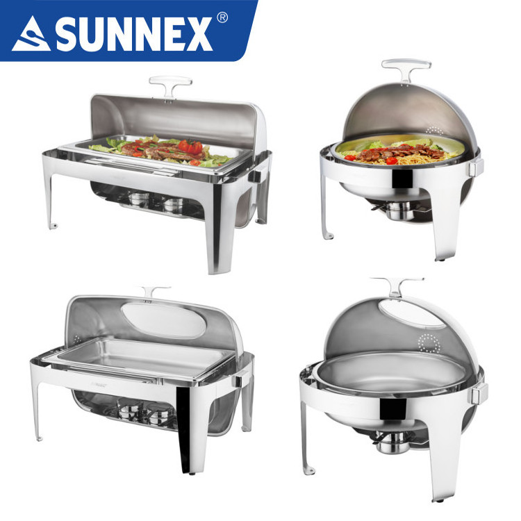 SUNNEX Oval 9LTR Stainless Steel Roll Top Chafing Dish