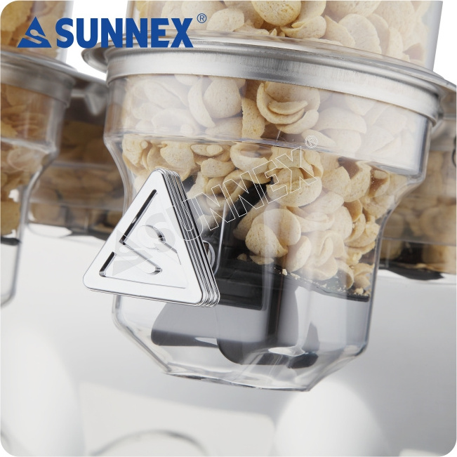 Sunnex Wholesale Bufffet Equipment 4ltr x 3 Stainless Steel Cereal Dispenser and Dry Food Dispenser