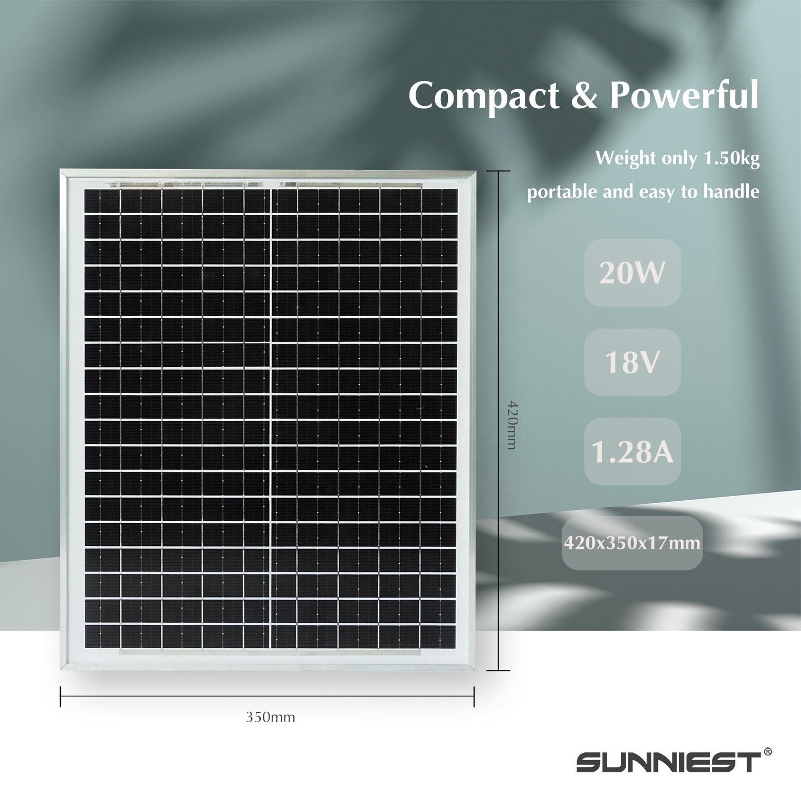 Sunniest 20W Small Professional Portable Camping Little Solar Panel Mini For Outdoor Travel With Usb Type C