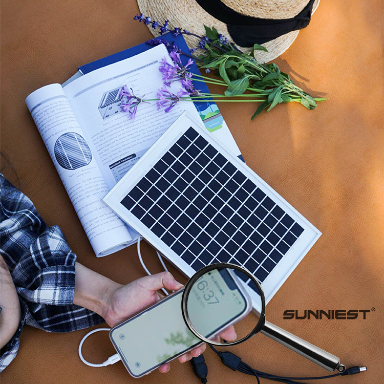 Customizable ETFE Waterproof Mini Portable Solar Charger Solar Power Panel 5W for Camping Hiking Fishing