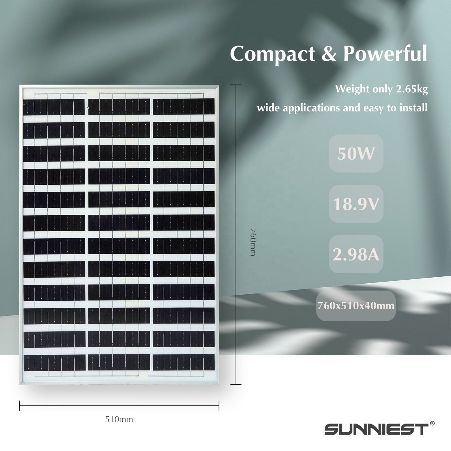 50W Portable Solar Panels Mono Cells Photovoltaic Module to Charge Phones For Car RV Truck Camping