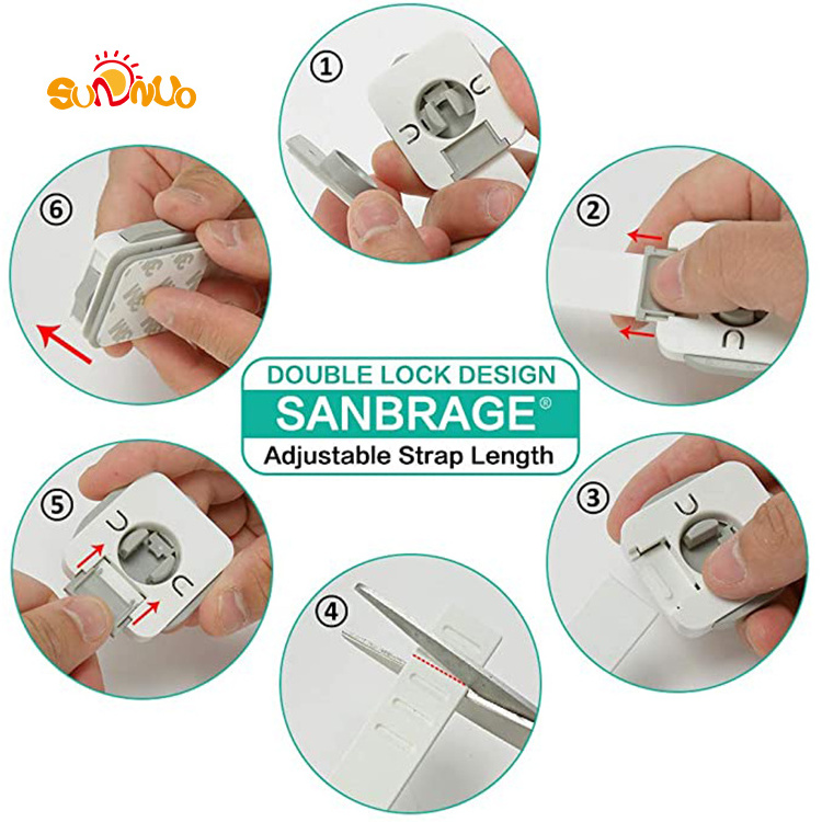 SUNNUO Child Safety Strap Locks for Fridge, Drawers, Oven, Cabinets, Toilet, Dishwasher, Double Lock Structure