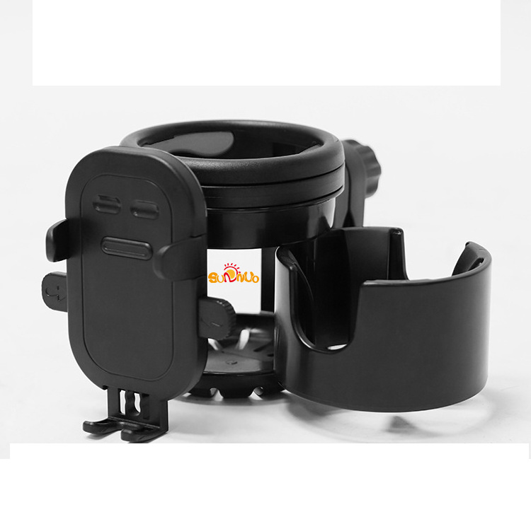 SUNNUO 3 IN 1 Cup Holder with Phone Holder, Coffee Holder for Trolleys, Pushchairs