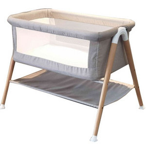 SUNNUO beech wooden with basket bedside sleeper Baby Bassinet