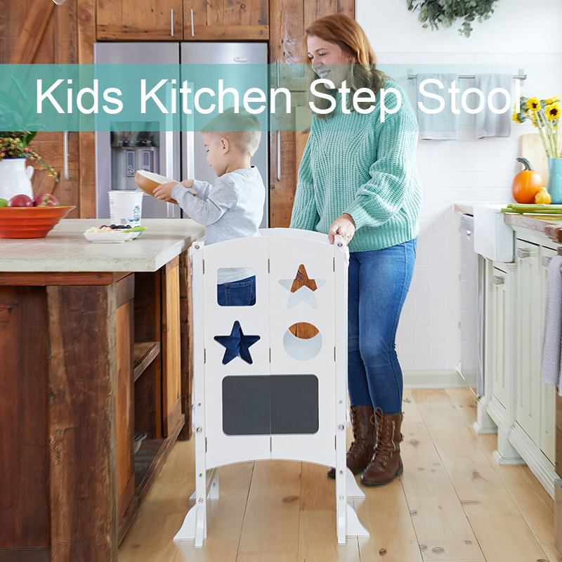 SUNNUO HOW sell 2023 Kids Children Adjustable Step Stool Kitchen Helper Tower, Wood Montessori Learning Tower, Adjustable Stool