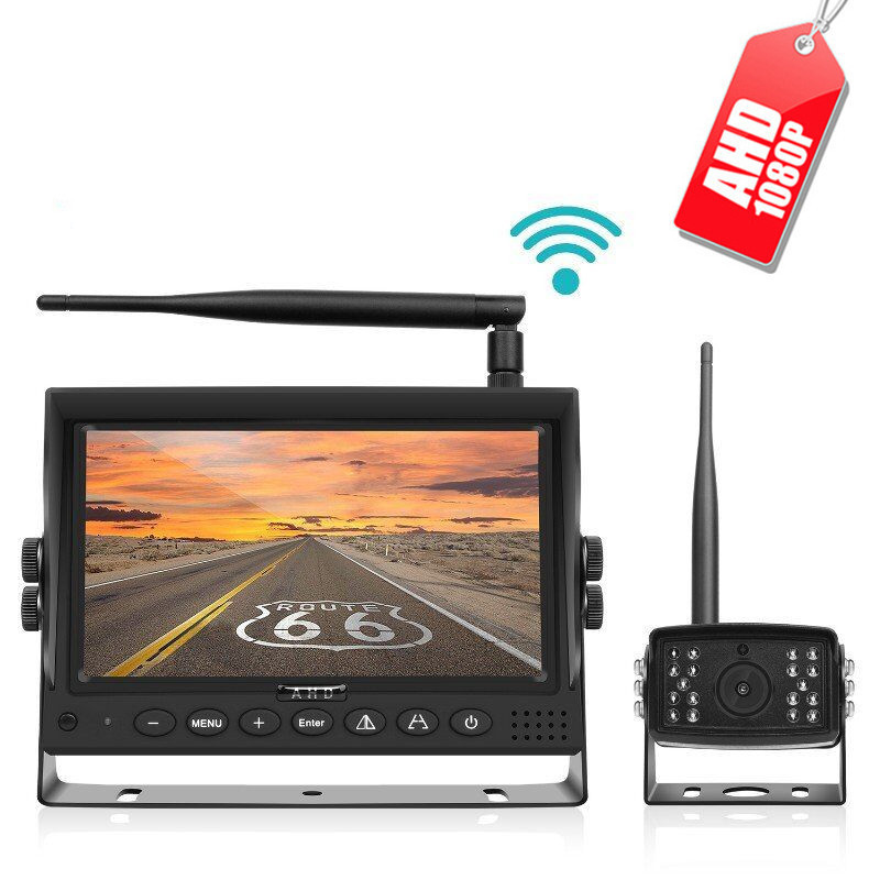 Sunnuo AHD 1080P Digital Signal 7 Inch Rearview Monitor Wireless  Rear View Camera System