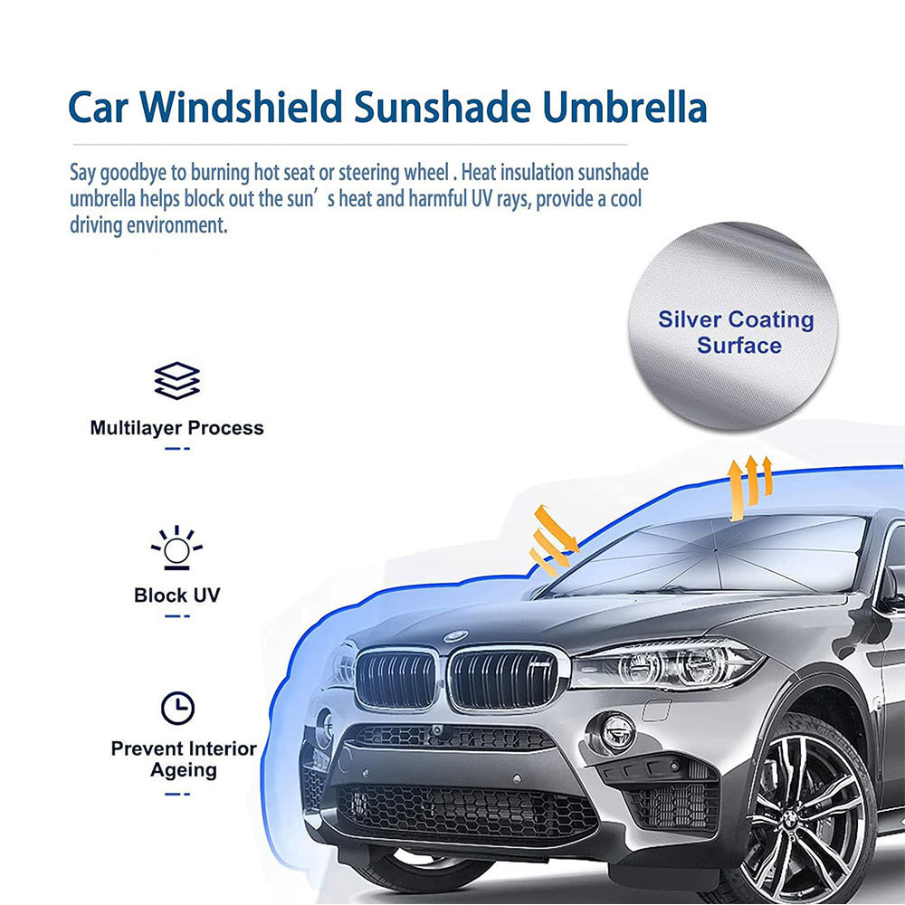 SUNNUO New Car Sunshade Umbrella Sun Shade Foldable Strong Support Heat Sun Visor Protector Umbrella