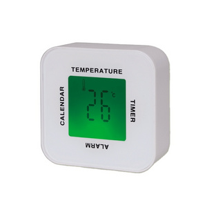 Sunny Fanny Electronic Cube Table Alarm 4 Sided Digital Clock Digital LCD with Two Color LED Back Light ABS