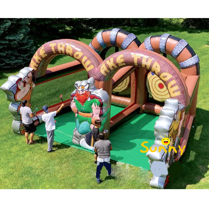 Outdoor carnival party inflatable double axe throw interactive game Axe Throwing Inflatable Tossing Axe Sticky Toy For Adults