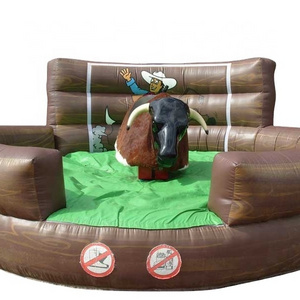 cowboy balance challenge rodeo ride inflatable mechanical bull inflatable bullfighting machine with arena for carnival parties