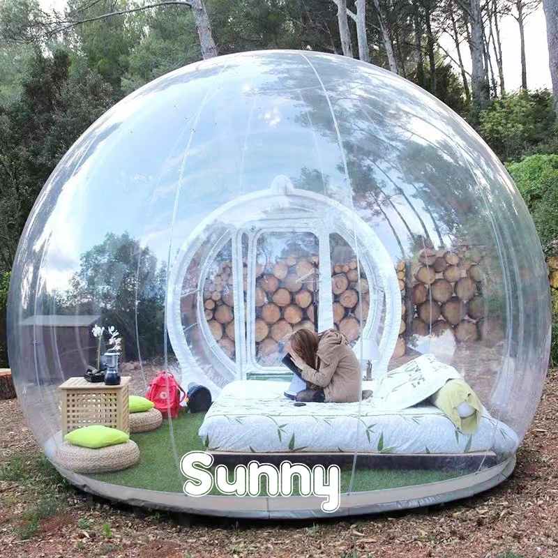 Hot selling inflatable bubble camping tent with silent blower  camping tent house outdoor Igloo bubble tent