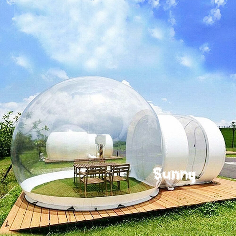 Hot selling hotel use single tunnel inflatable clear dome tent Luxurious Inflatable Bubble Tent for Party Rental