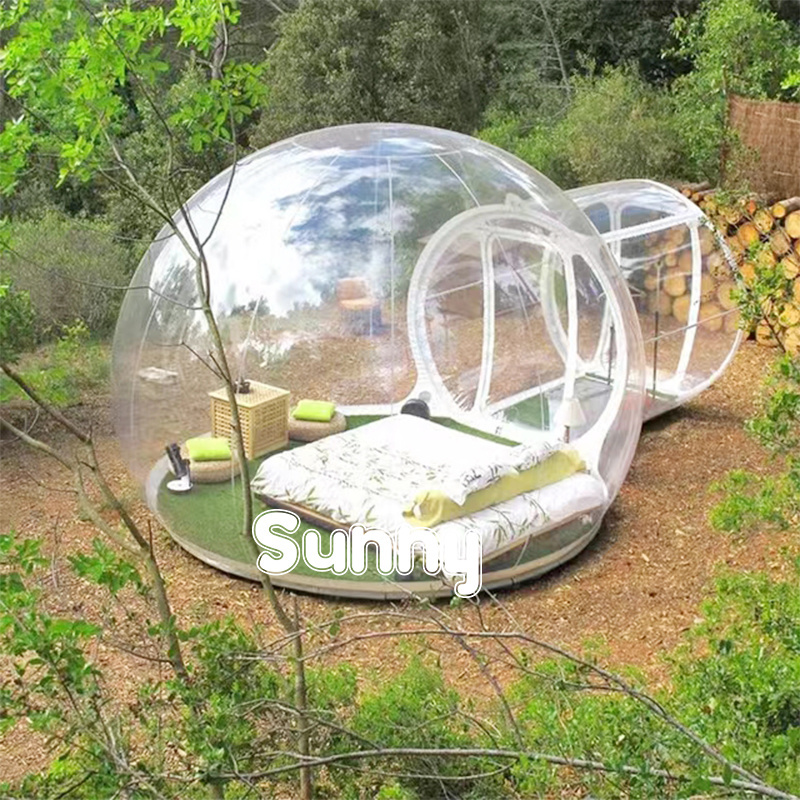 Hot selling inflatable bubble camping tent with silent blower  camping tent house outdoor Igloo bubble tent