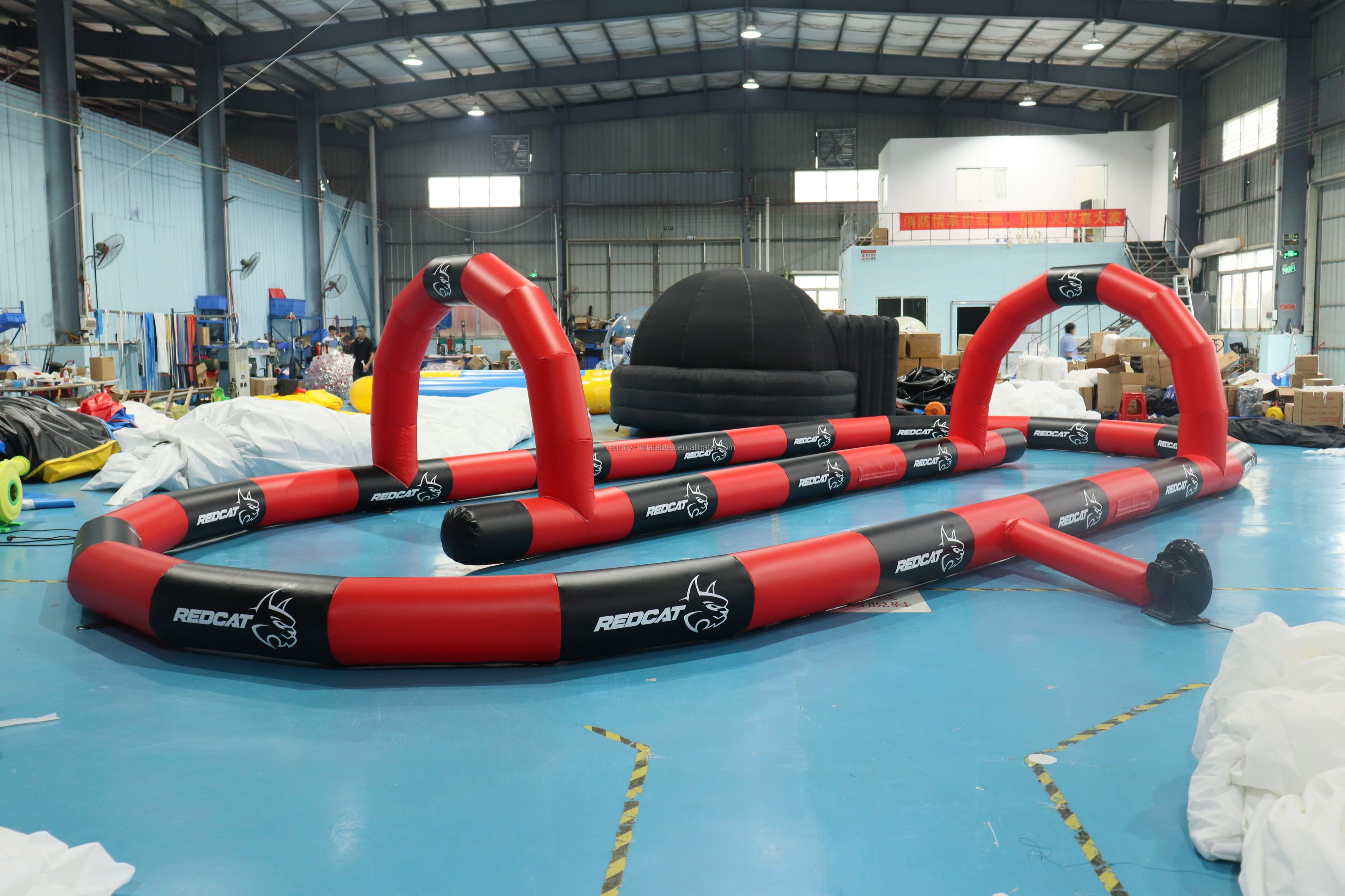 Kids outdoor inflatable race track riding toys bumper car racing court inflatable race track