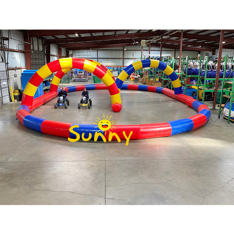 Kids outdoor inflatable race track riding toys bumper car racing court inflatable race track