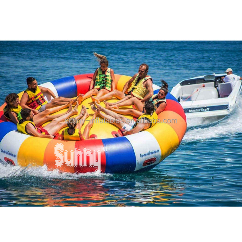 Commercial inflatable water spinner gyro for water park games flying disco boat towable aquatic water saturn rocker