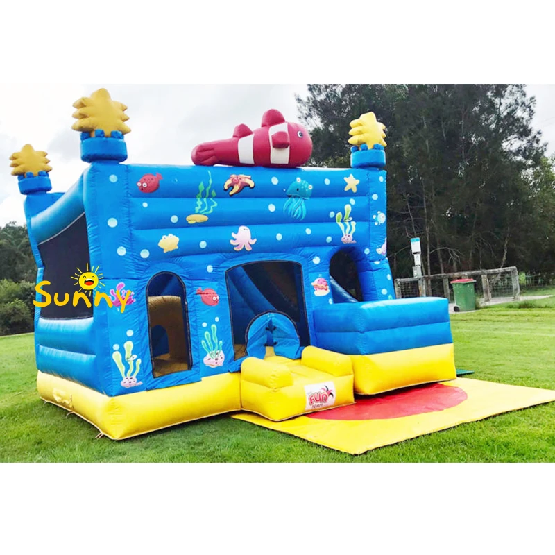 Ocean kids Inflatables Castle Bouncy Jumping Beach Combo Bouncer Slide inflatable playground fish inflatable bounce house