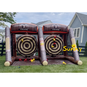 Outdoor carnival party inflatable double axe throw interactive game Axe Throwing Inflatable Tossing Axe Sticky Toy For Adults