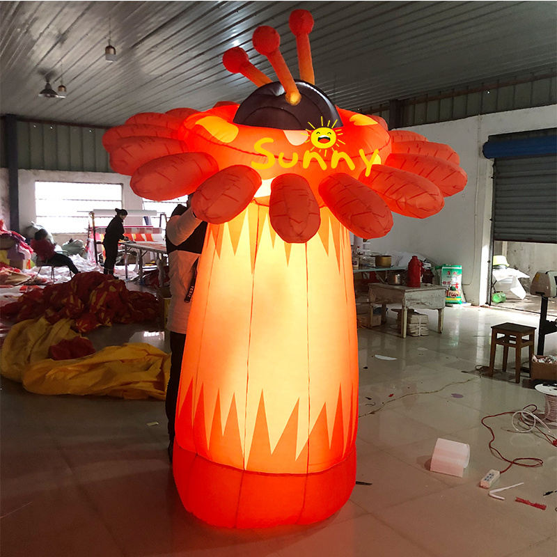 Custom Mushroom Shape Inflatable Lighthouse Standing Inflatable Pvc Cartoon Charging Lamp for Display Decoration