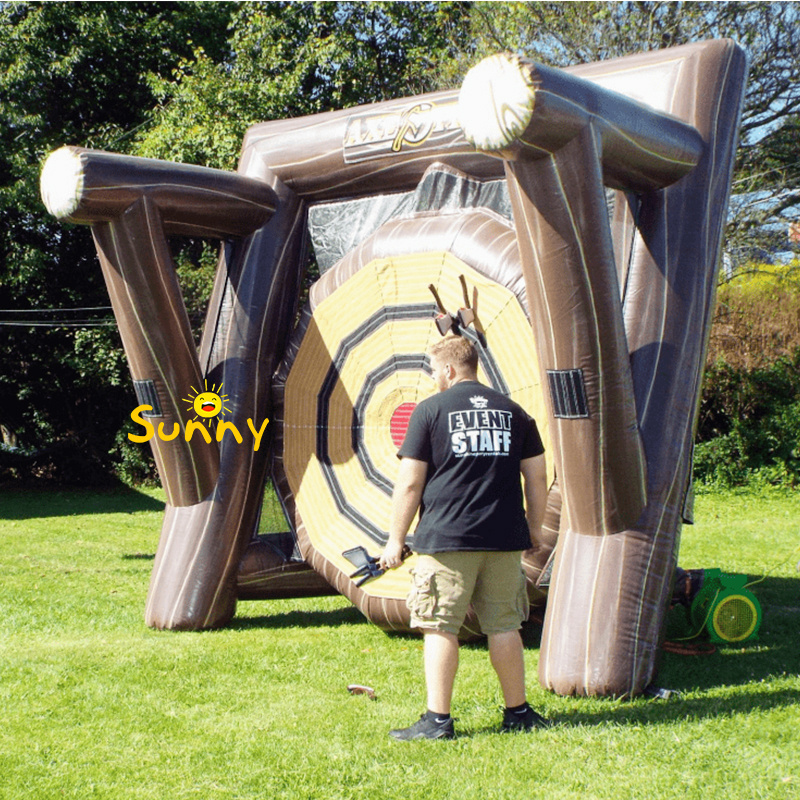 Outdoor carnival party inflatable double axe throw interactive game Axe Throwing Inflatable Tossing Axe Sticky Toy For Adults