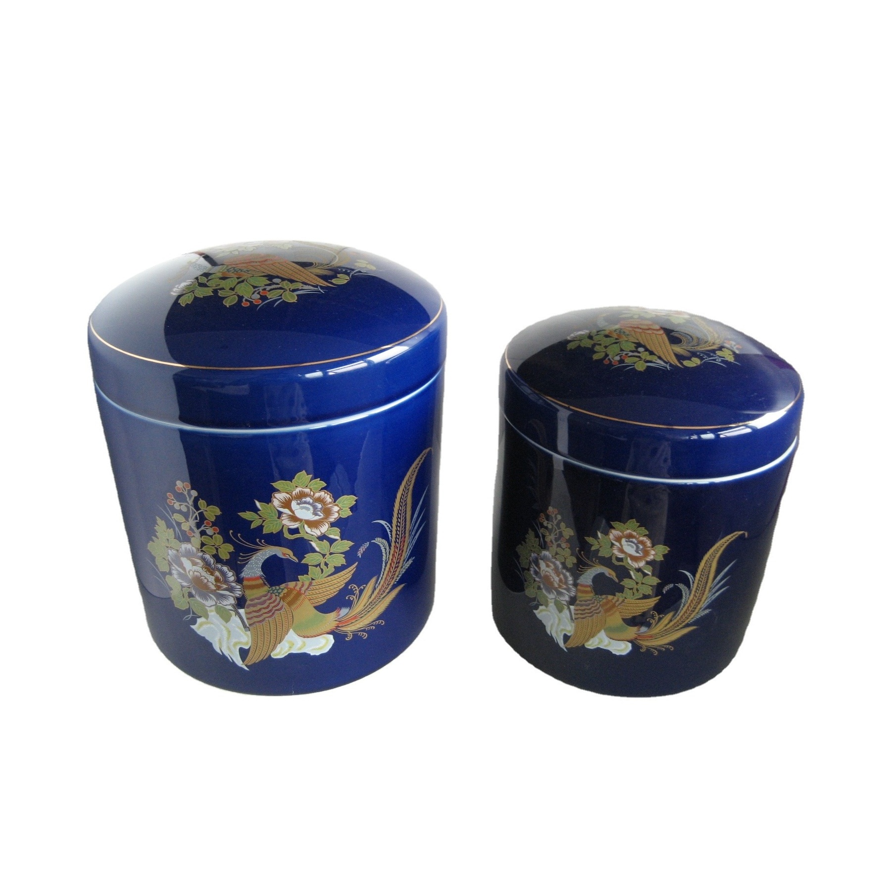 Japanese Style Ash Vases Blue Ceramic Urn