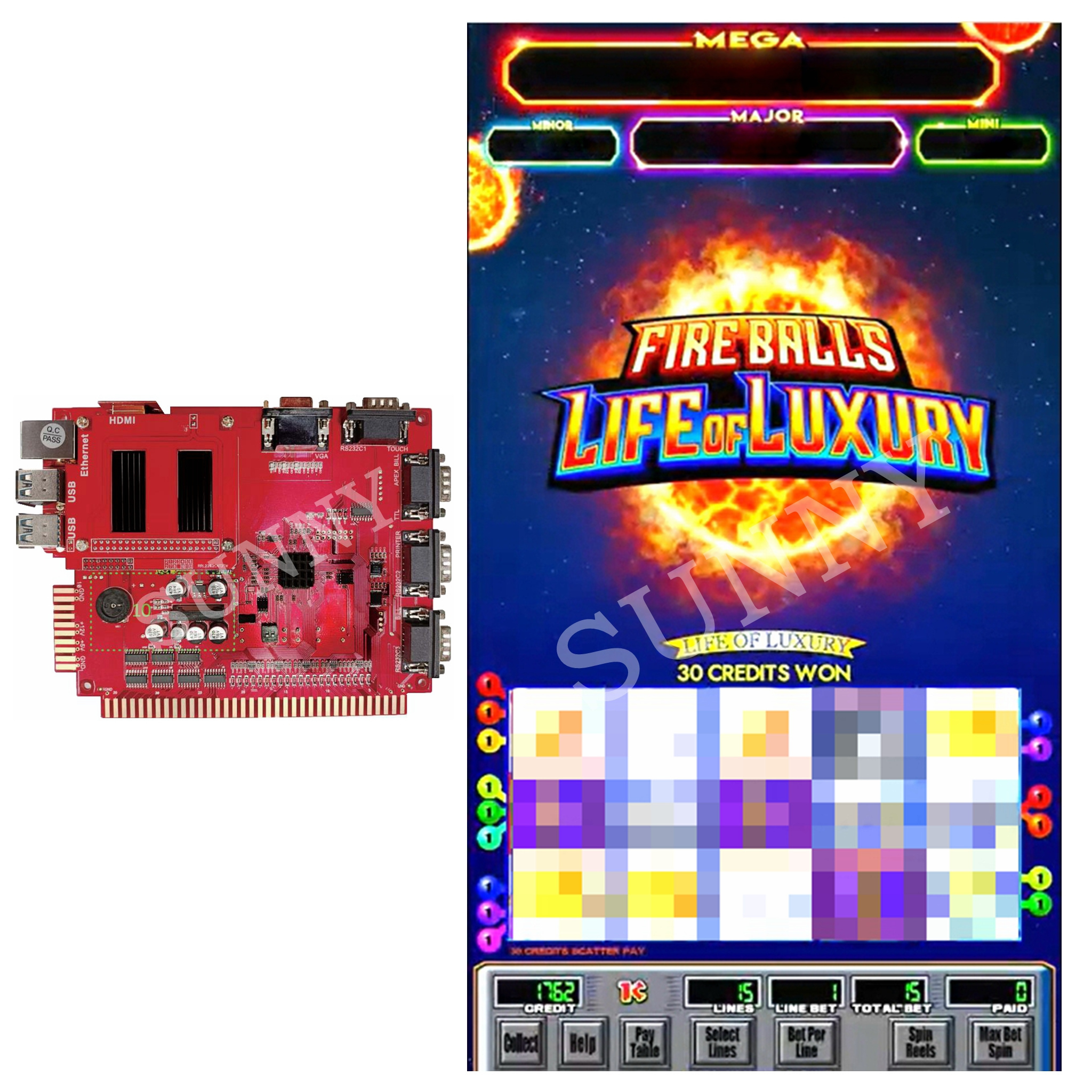 SunnyGames FireBall Life of Luxury game board game software juegos placa Taiwan borden IGS for skill game machines