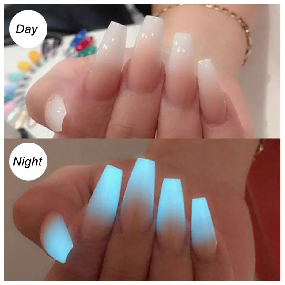 Wholesale 10ml Glow Color In The Dark Nail Luminous acrylic Powder nail Pigment dipping Powder For Nails Carving/extension