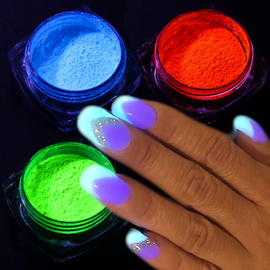 Wholesale 10ml Glow Color In The Dark Nail Luminous acrylic Powder nail Pigment dipping Powder For Nails Carving/extension