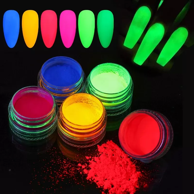 Wholesale 10ml Glow Color In The Dark Nail Luminous acrylic Powder nail Pigment dipping Powder For Nails Carving/extension