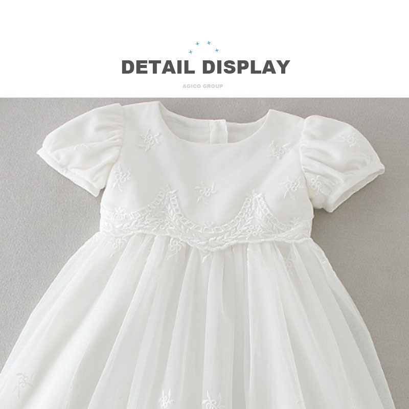 Baby Girl Lengthened Christening Gown Baptism Bautizo Dress Lace Casual White Short SUNNY Summer Robe Floral 5000 Spring Summer