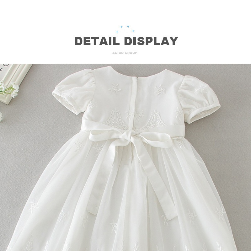 Baby Girl Lengthened Christening Gown Baptism Bautizo Dress Lace Casual White Short SUNNY Summer Robe Floral 5000 Spring Summer