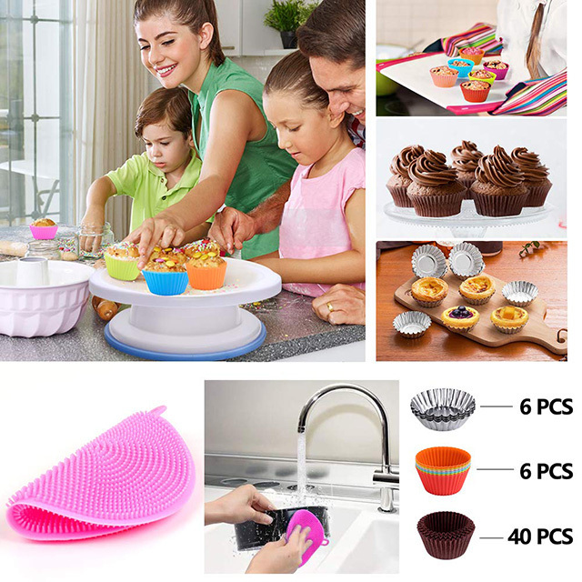 194 PCS Complete Baking Set with 4 Packs Springform Pan Sets and 6 Muffin Cup Molds cake Decorating Kits cake tools