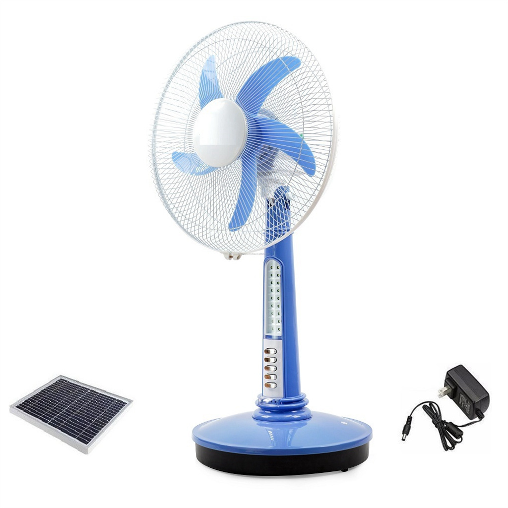 AC/DC Operation Metal Grill 12 Inches 3 Blades Rechargeable Home Solar Fans Rechargeable Electric Fan high good quality