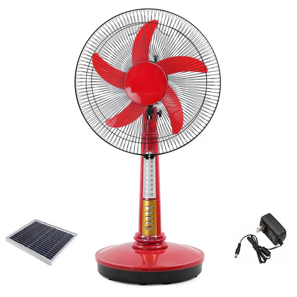 AC/DC Operation Metal Grill 12 Inches 3 Blades Rechargeable Home Solar Fans Rechargeable Electric Fan high good quality