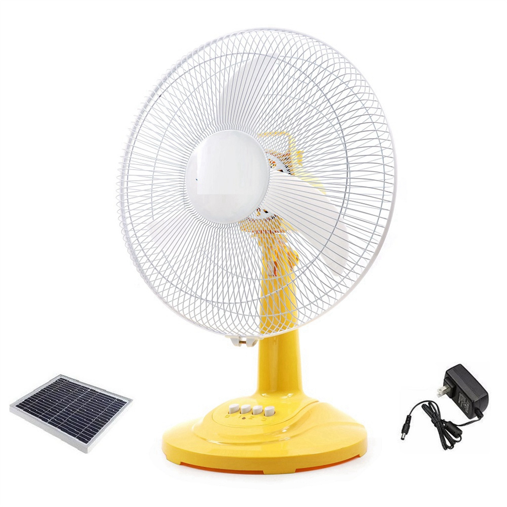 AC/DC Operation Metal Grill 12 Inches 3 Blades Rechargeable Home Solar Fans Rechargeable Electric Fan high good quality