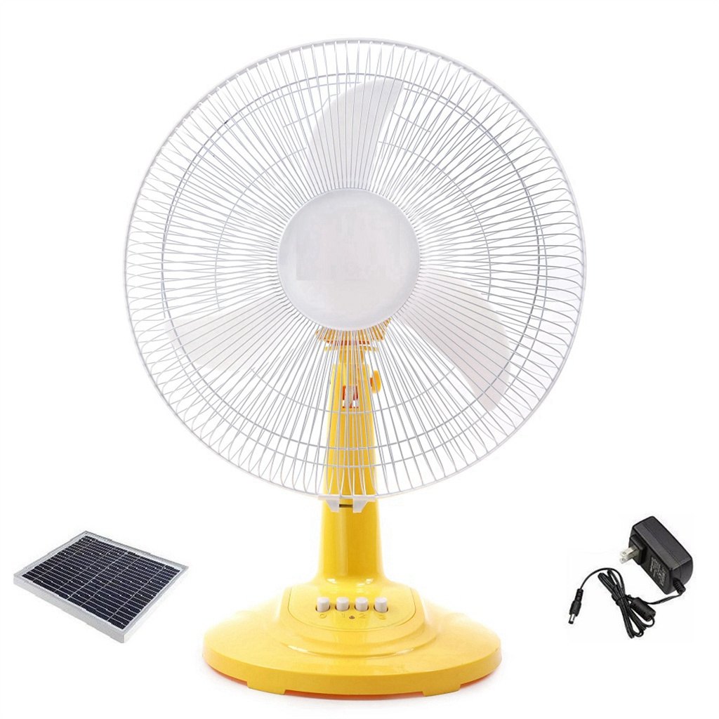 AC/DC Operation Metal Grill 12 Inches 3 Blades Rechargeable Home Solar Fans Rechargeable Electric Fan for home use