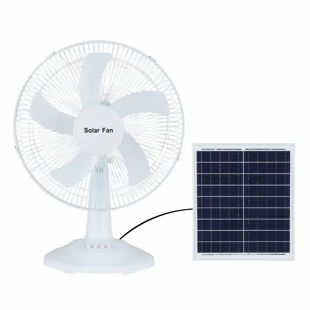 AC/DC Operation Metal Grill 12 Inches 3 Blades Rechargeable Home Solar Fans Rechargeable Electric Fan for home use