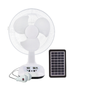 AC/DC Operation Metal Grill 12 Inches 3 Blades Rechargeable Home Solar Fans Rechargeable Electric Fan for home use