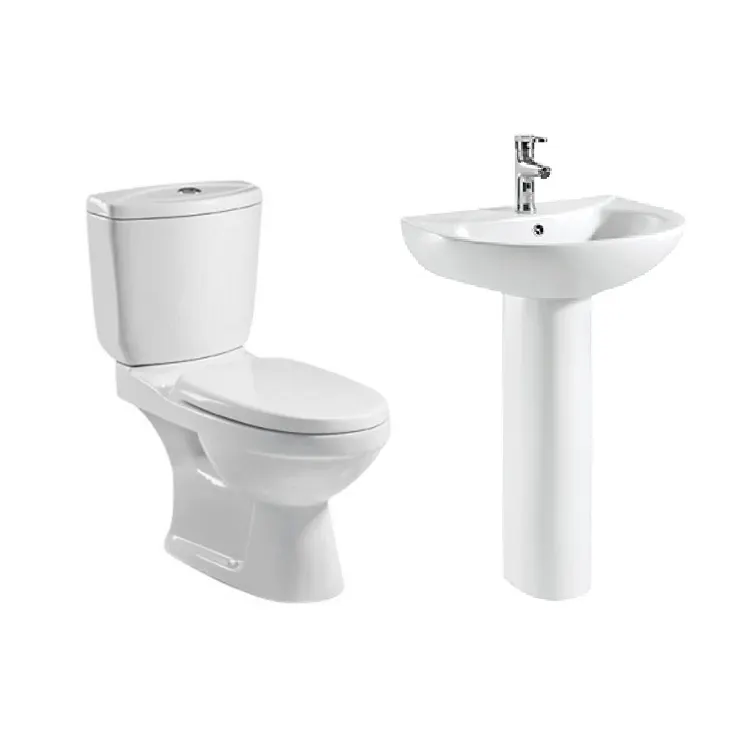 Cheap Toilet Pedestal Basin Sets Wash Down Ceramic 250mm Two Piece Toilet WC Bowl Closestool